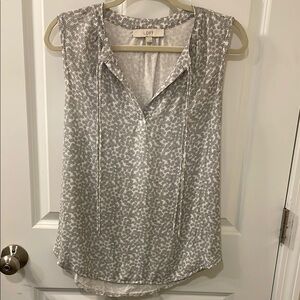 LOFT Anne Taylor- Dotted Gray/ black Sleeveless Women's Blouse